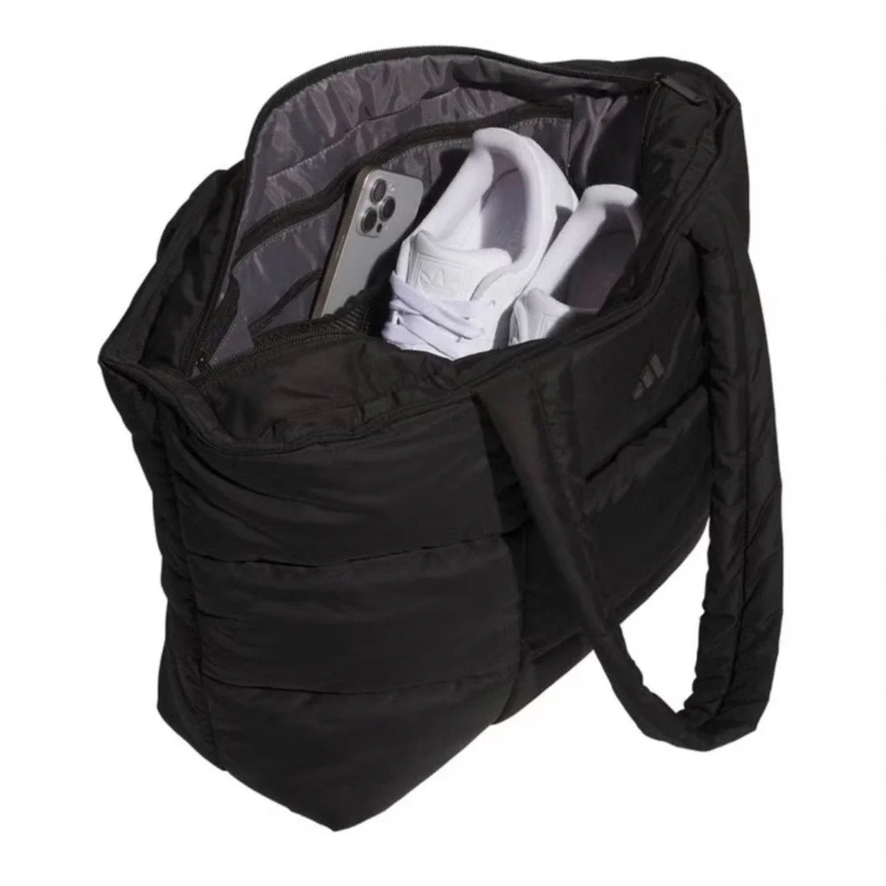 Adidas Quilted Tote Black Multi Compartment Phone Pocket Bag NWT